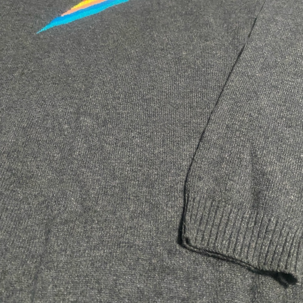 Gray Crewneck Sweater with Red Lightning Bolt - Picture 4 of 15